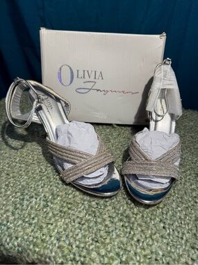 Olivia Fargiano Silver Strappy Evening Sandals
